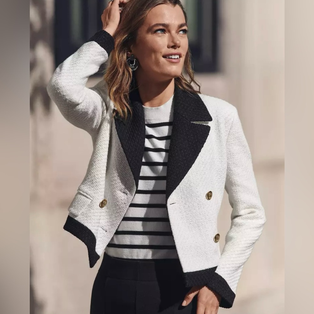 Ann Taylor Women's Black and White double breasted Jacket